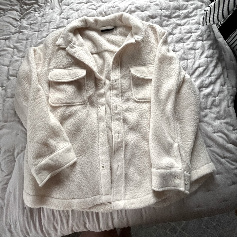 Cream Sherpa Shirt Jacket